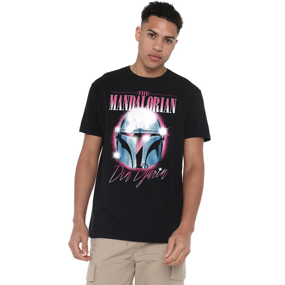 Black - Back - Star Wars: The Mandalorian Unisex Adult Din Djarin 80 S Helmet T-Shirt