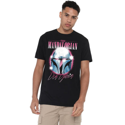 Black - Back - Star Wars: The Mandalorian Unisex Adult Din Djarin 80 S Helmet T-Shirt