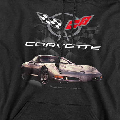 Black - Side - Chevrolet Unisex Adult Past Checkered Hoodie