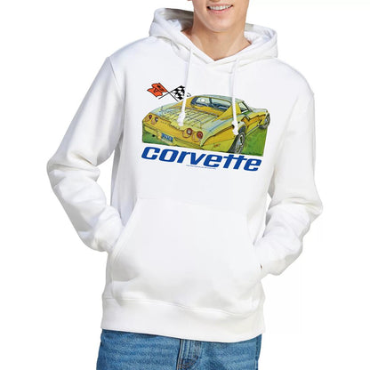 White - Back - Chevrolet Unisex Adult Corvette 74 Hoodie