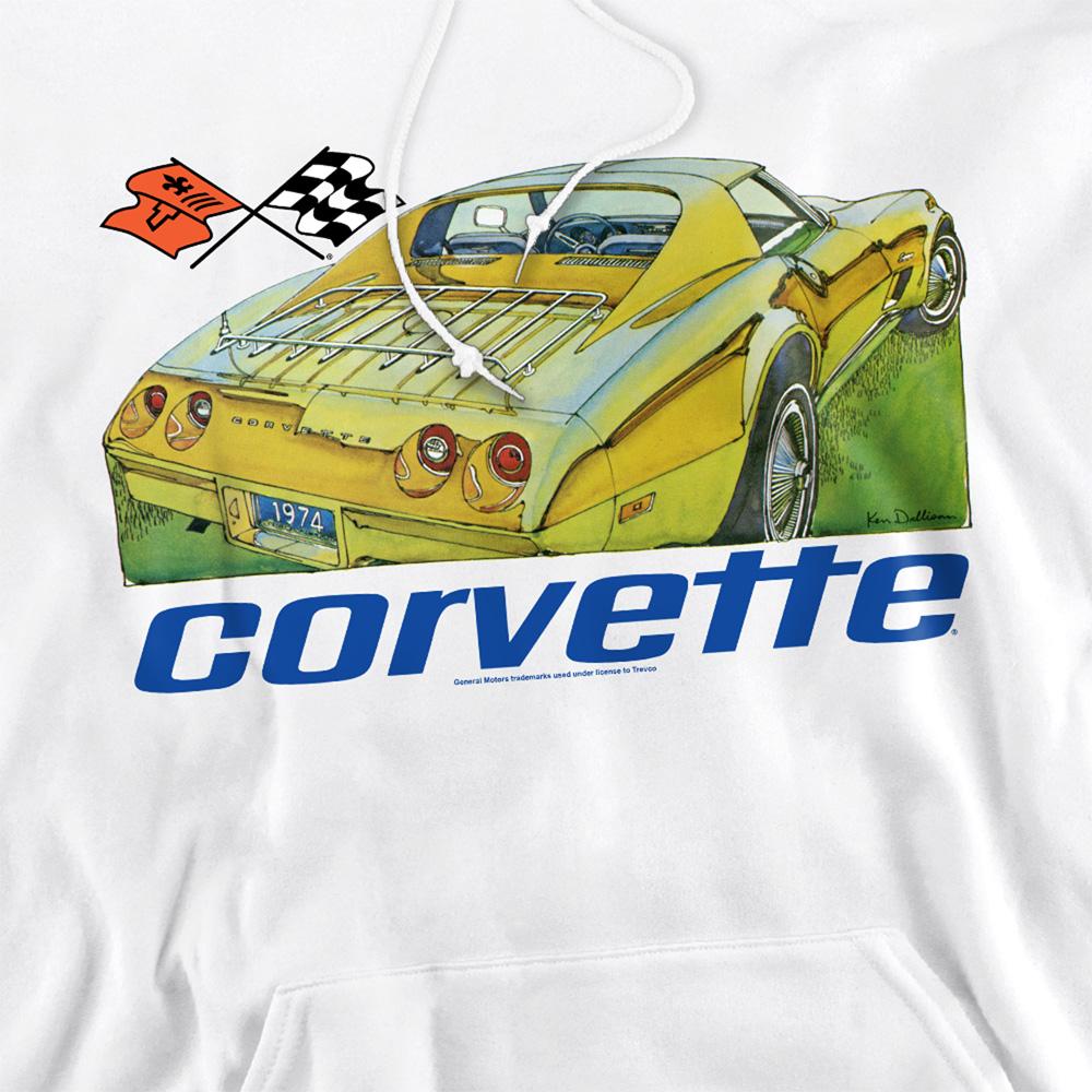 White - Side - Chevrolet Unisex Adult Corvette 74 Hoodie