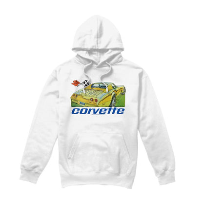 White - Front - Chevrolet Unisex Adult Corvette 74 Hoodie