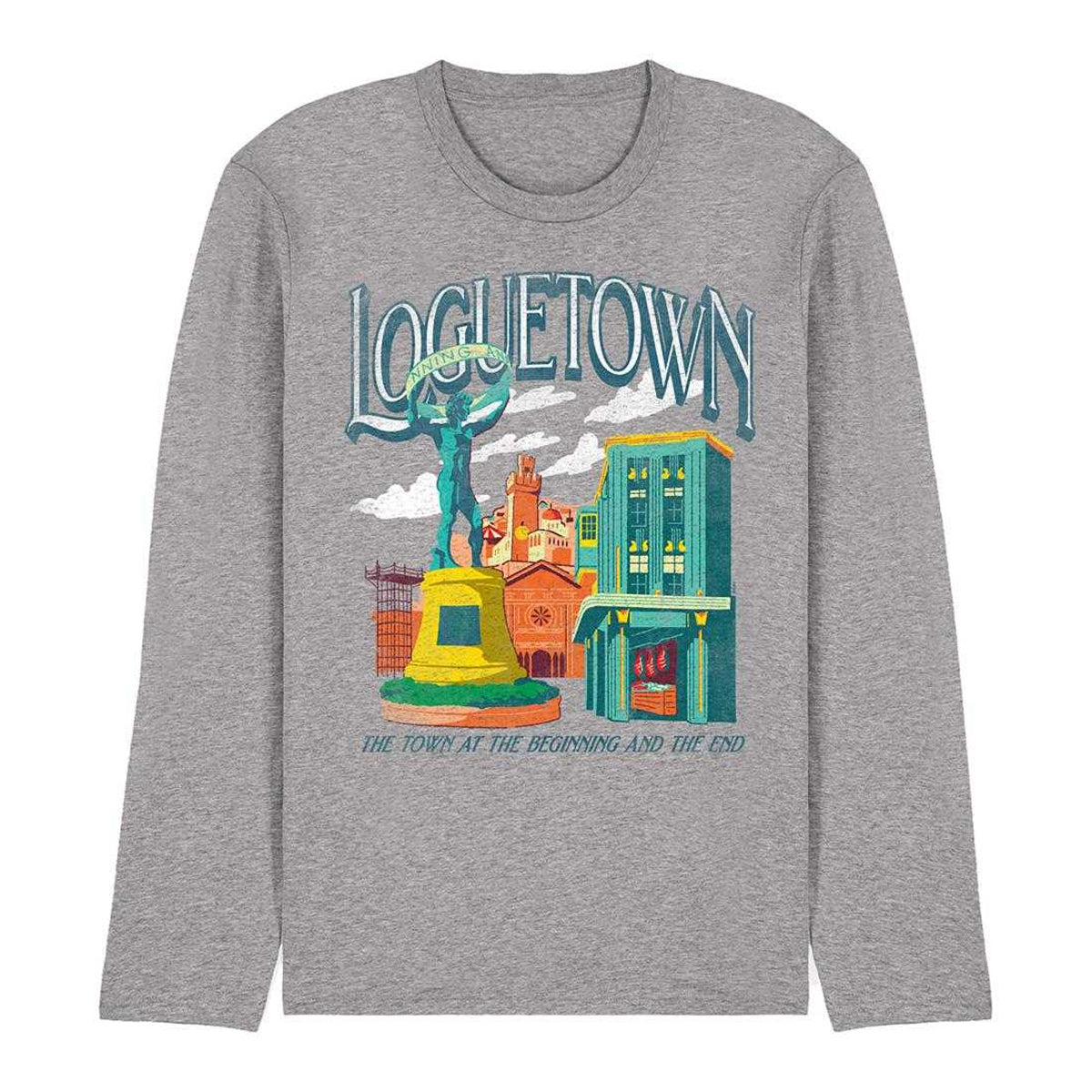 Athletic Heather - Front - One Piece Unisex Adult Loguetown The Beginning And The End Long-Sleeved T-Shirt