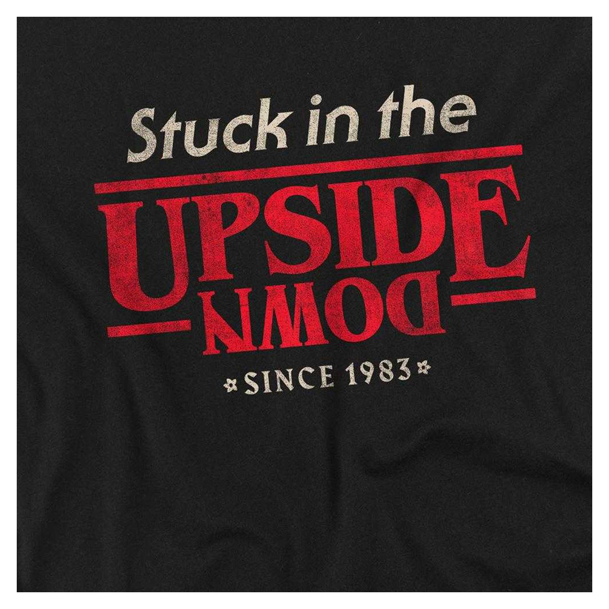 Black - Side - Stranger Things Unisex Adult Upside Down Slogan Long-Sleeved T-Shirt