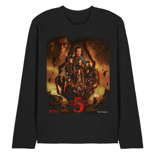 Black - Front - Stranger Things Unisex Adult The Finale Poster Long-Sleeved T-Shirt