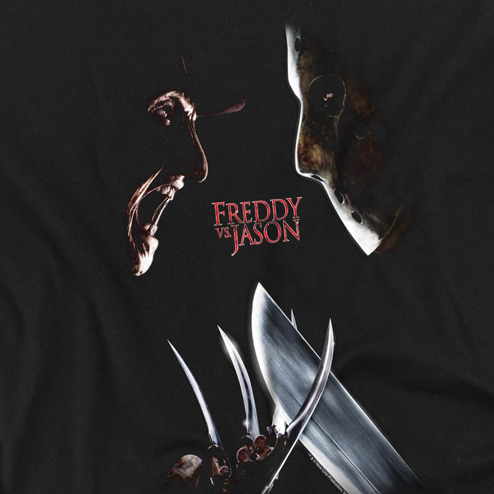 Black - Side - Freddy Vs Jason Unisex Adult Face Off Poster T-Shirt