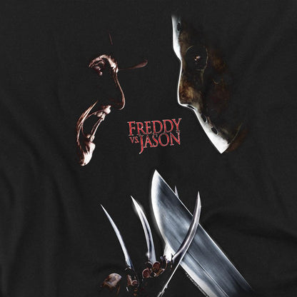 Black - Side - Freddy Vs Jason Unisex Adult Face Off Poster T-Shirt