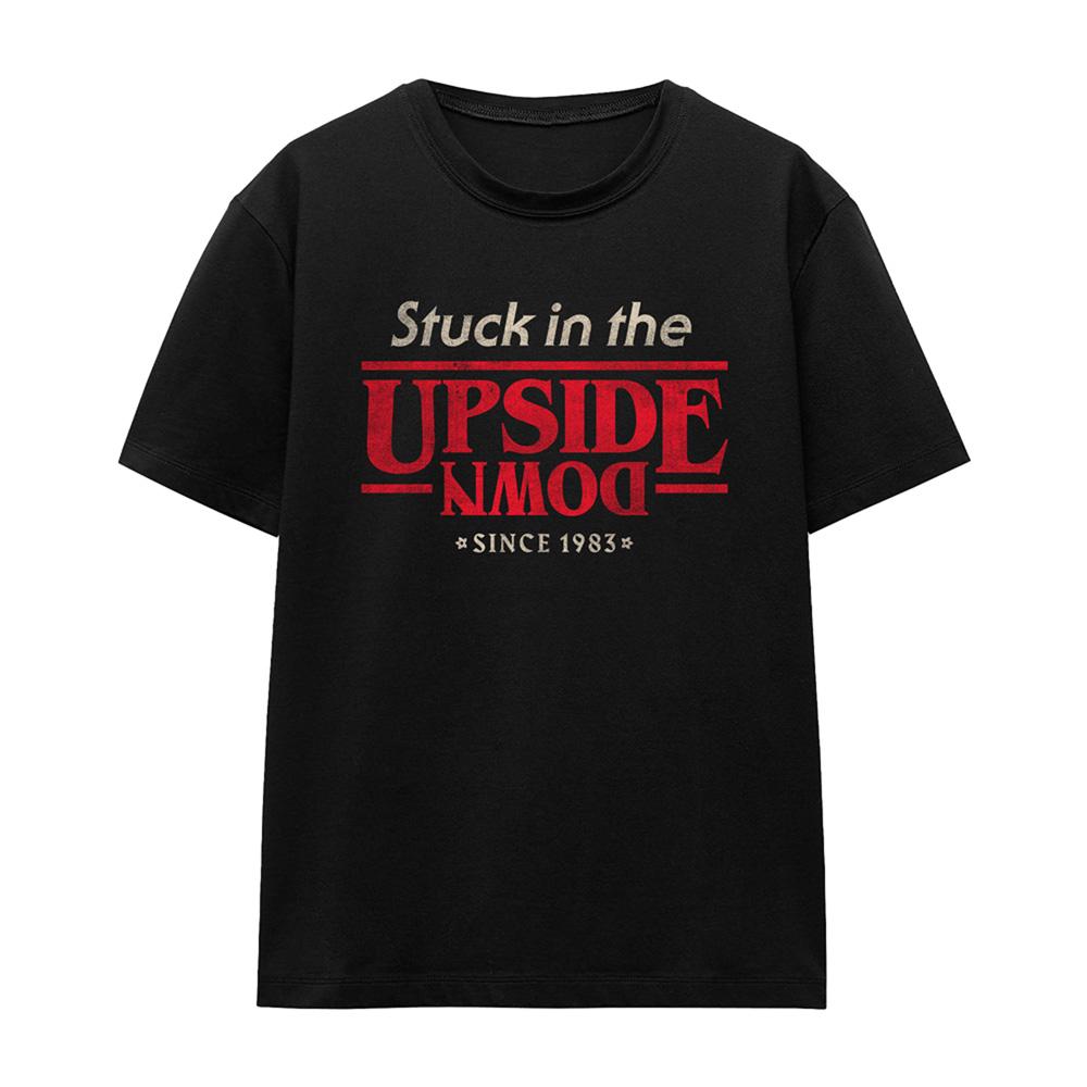 Black - Front - Stranger Things Womens-Ladies Upside Down Slogan T-Shirt