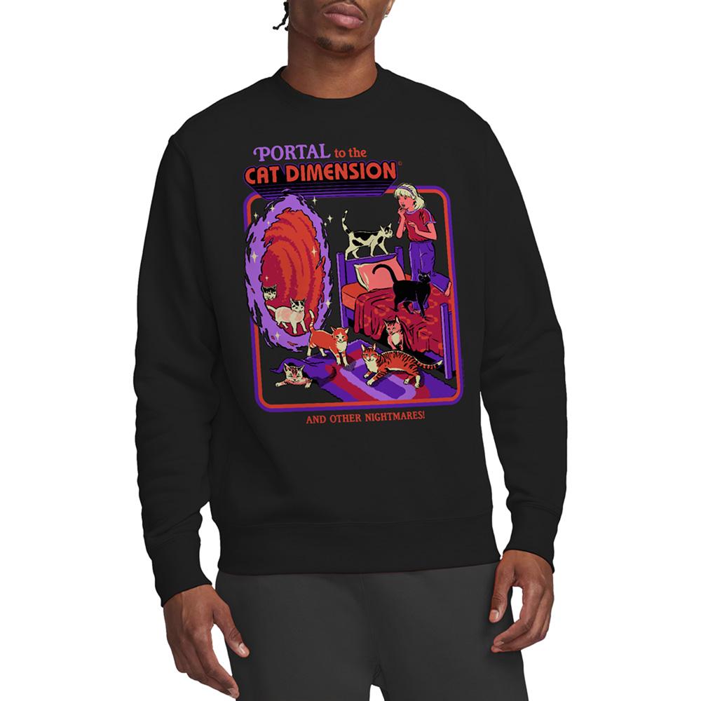 Black - Back - Steven Rhodes Unisex Adult Portal To The Cat Dimension Sweatshirt