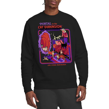 Black - Back - Steven Rhodes Unisex Adult Portal To The Cat Dimension Sweatshirt