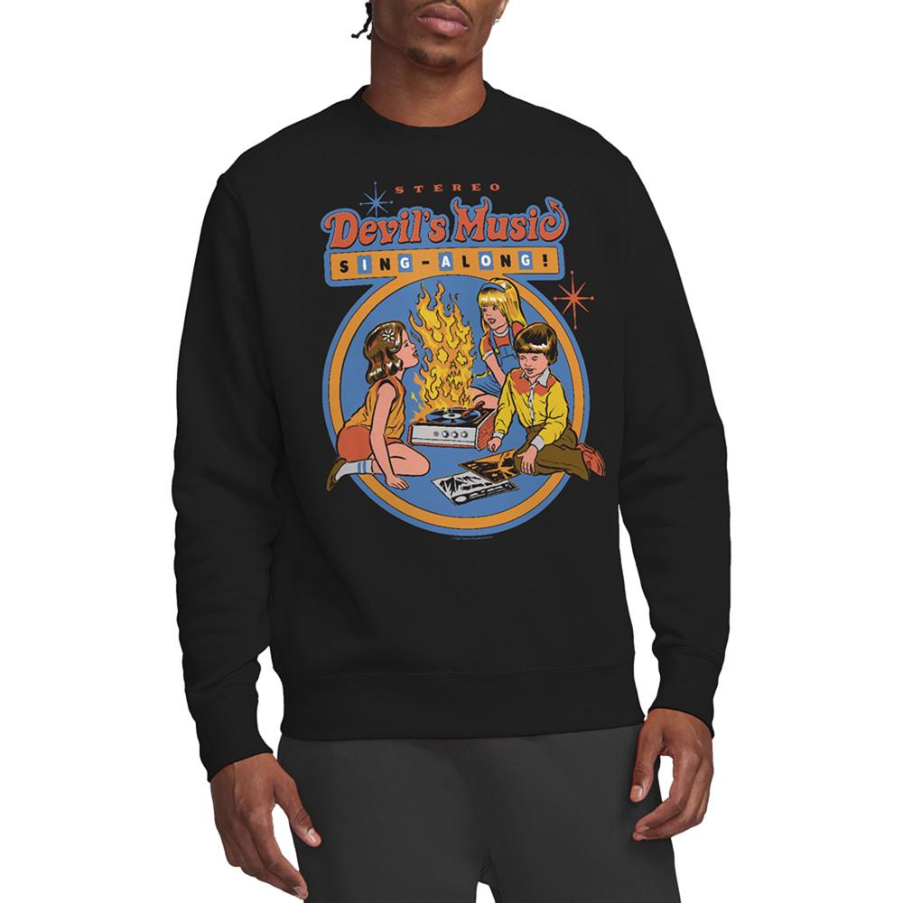 Black - Back - Steven Rhodes Unisex Adult Devils Music Singalong Sweatshirt