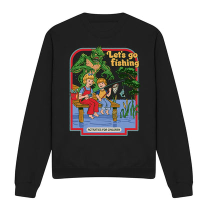 Black - Front - Steven Rhodes Unisex Adult Let´s Go Fishing Sweatshirt