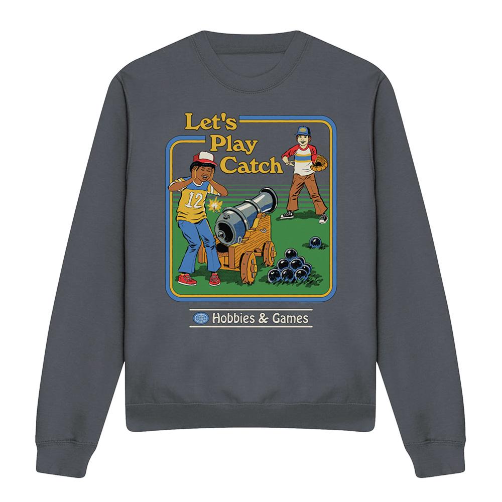 Charcoal - Front - Steven Rhodes Unisex Adult Let´s Play Catch Sweatshirt