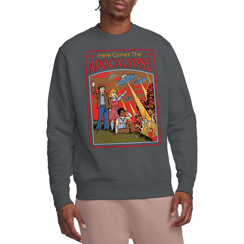 Charcoal - Back - Steven Rhodes Unisex Adult Here Comes The Apocalypse Sweatshirt