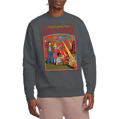 Charcoal - Back - Steven Rhodes Unisex Adult Here Comes The Apocalypse Sweatshirt
