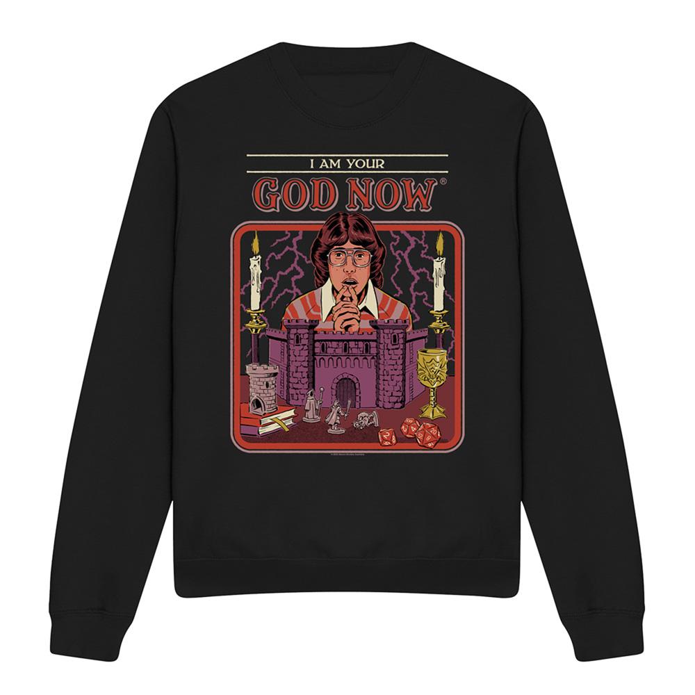 Black - Front - Steven Rhodes Unisex Adult I Am Your God Now Sweatshirt