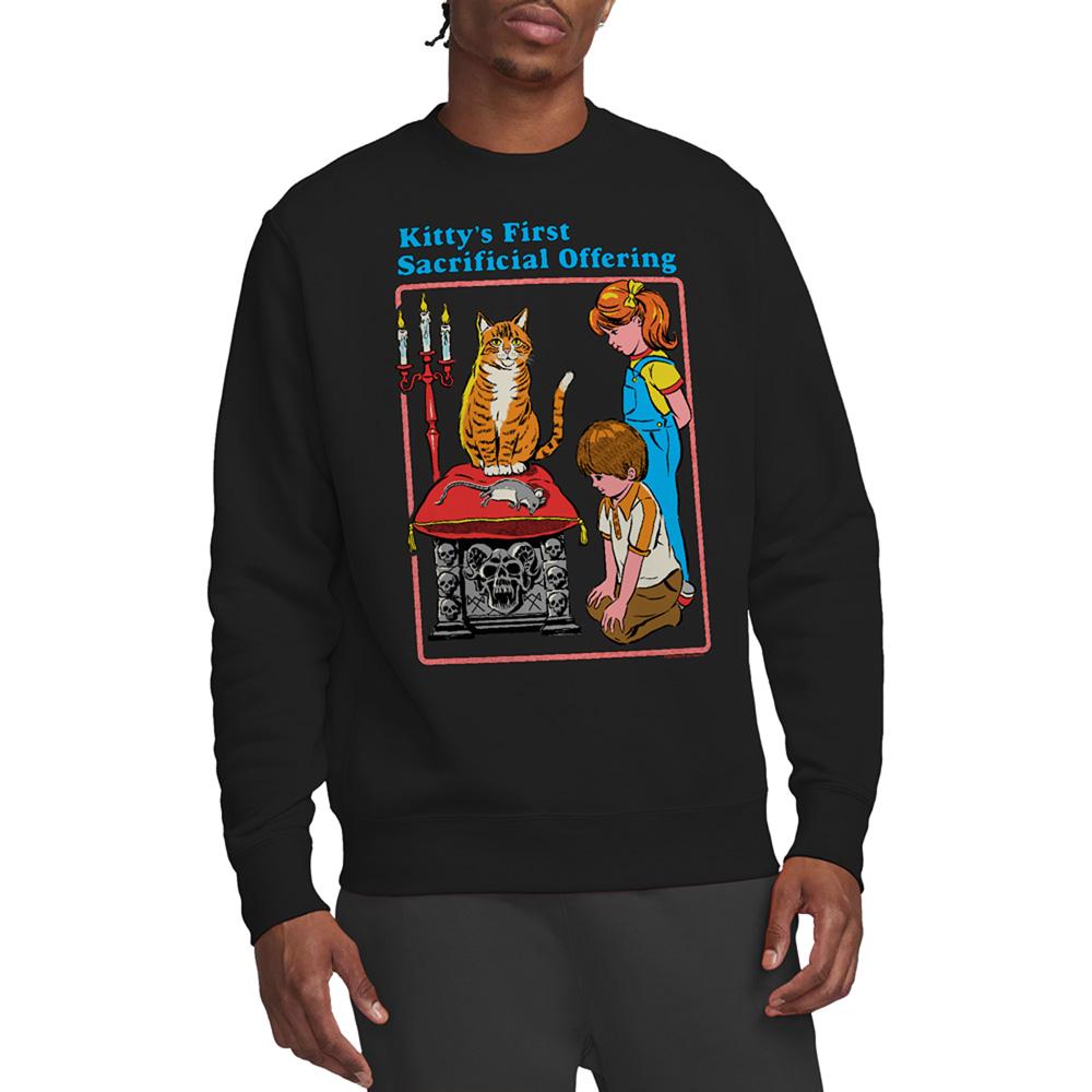 Black - Back - Steven Rhodes Unisex Adult Kitty´s First Offering Sweatshirt