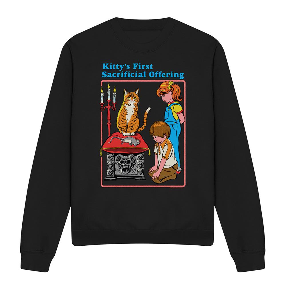 Black - Front - Steven Rhodes Unisex Adult Kitty´s First Offering Sweatshirt