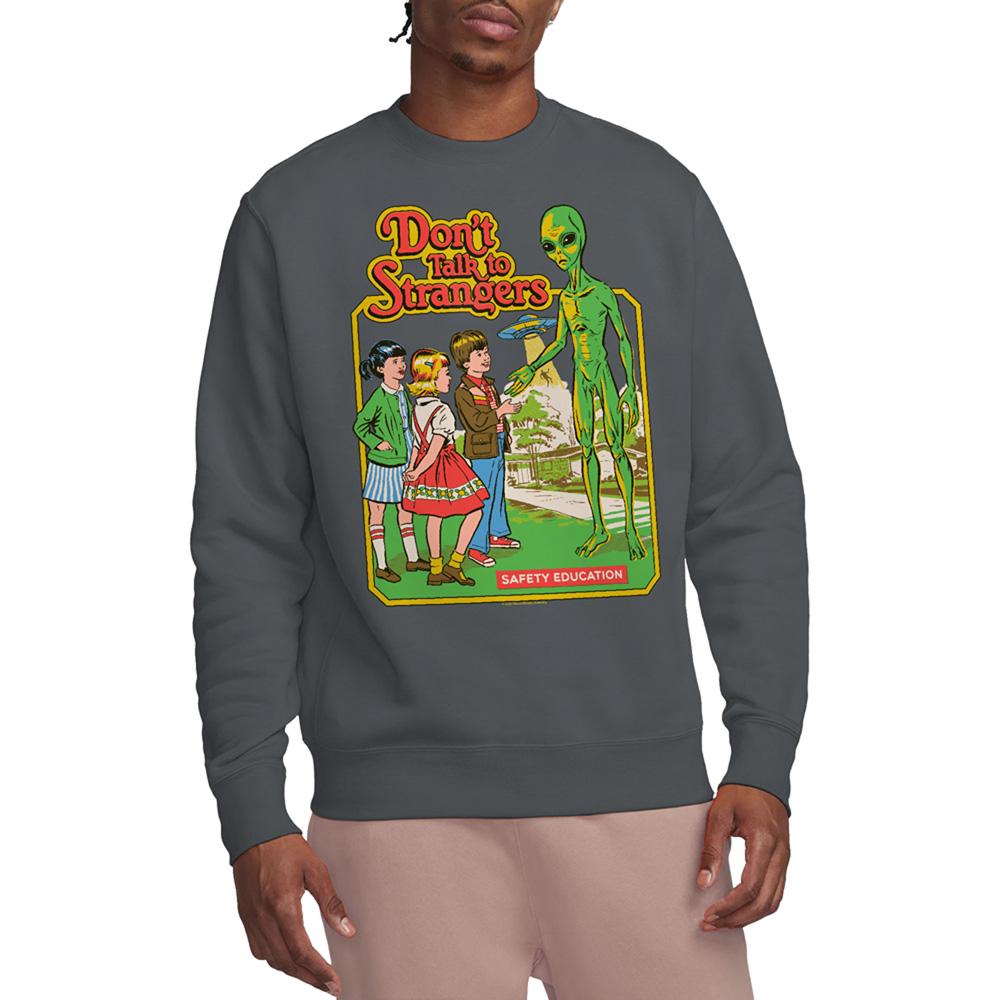 Charcoal - Back - Steven Rhodes Unisex Adult Don´t Talk To Strangers Sweatshirt