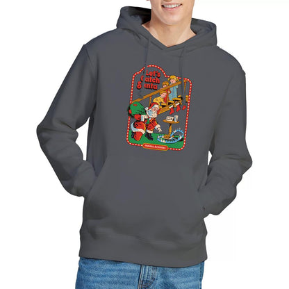Charcoal - Back - Steven Rhodes Unisex Adult Let´s Catch Santa Hoodie