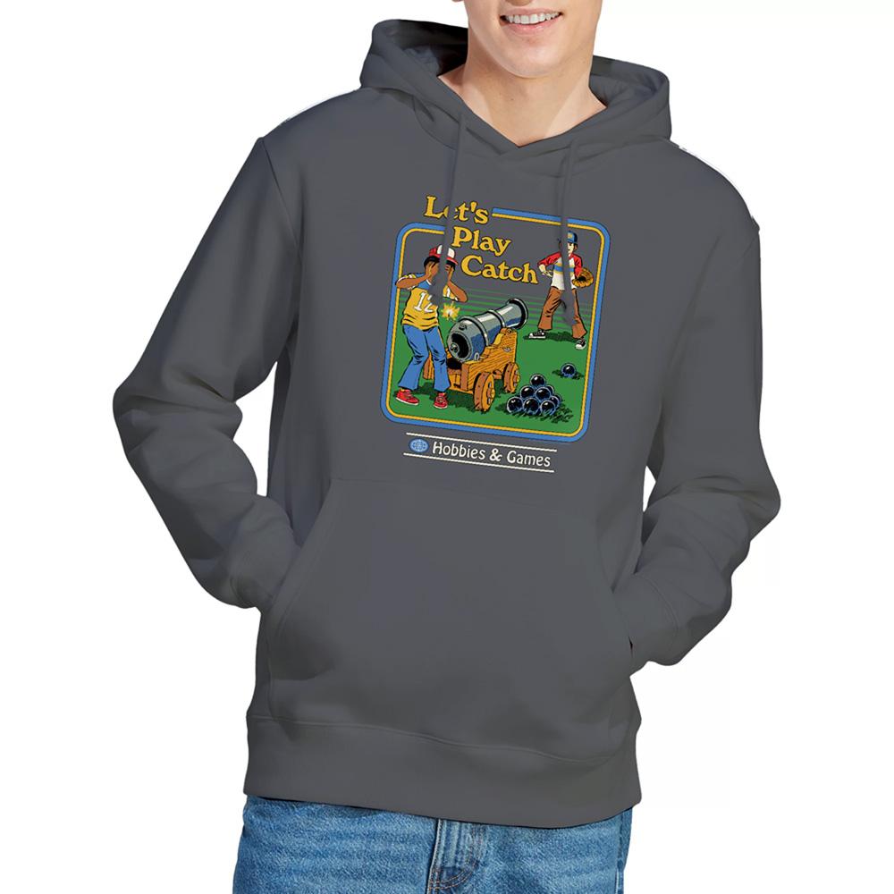 Charcoal - Back - Steven Rhodes Unisex Adult Let´s Play Catch Hoodie