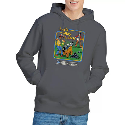 Charcoal - Back - Steven Rhodes Unisex Adult Let´s Play Catch Hoodie