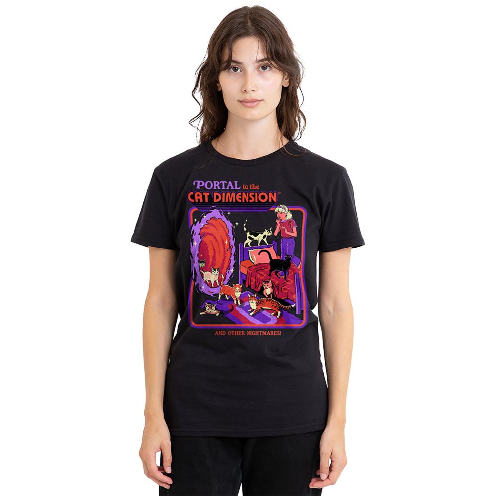 Black - Back - Steven Rhodes Unisex Adult Portal To The Cat Dimension T-Shirt