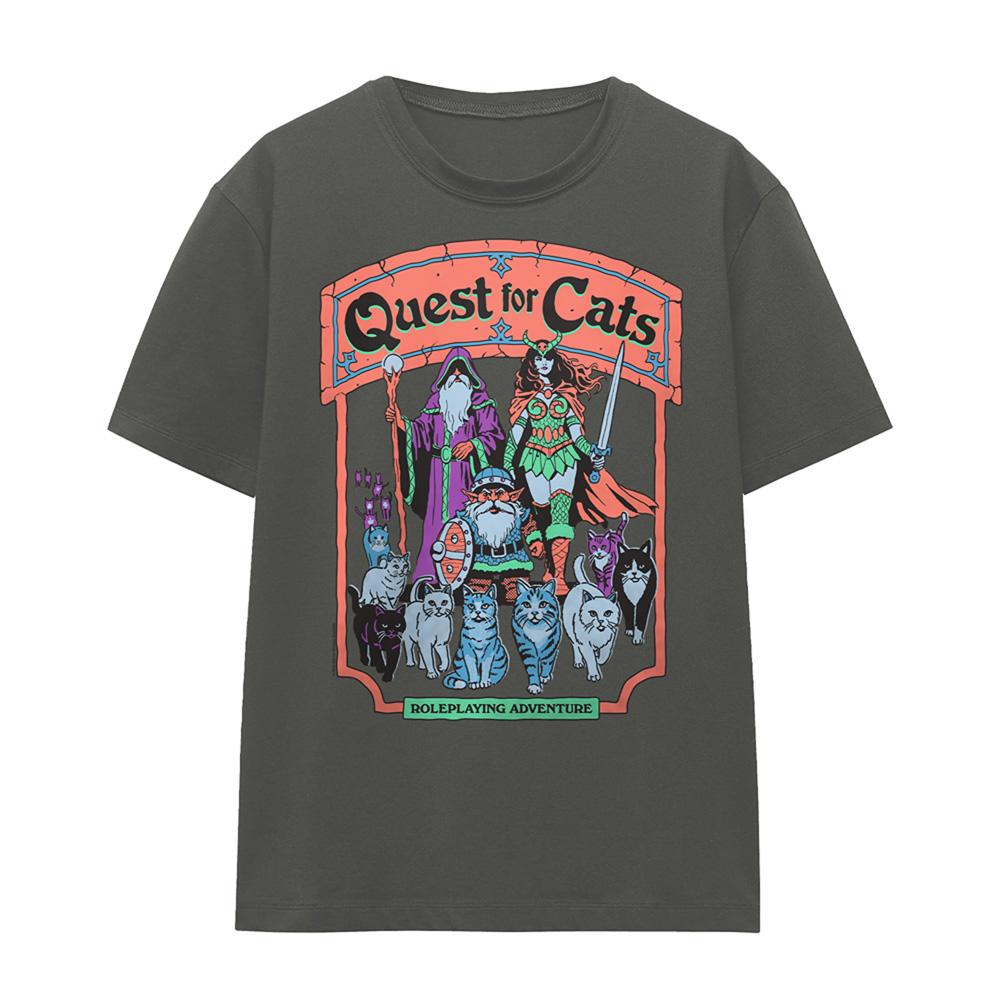 Charcoal - Front - Steven Rhodes Unisex Adult Quest For Cats T-Shirt