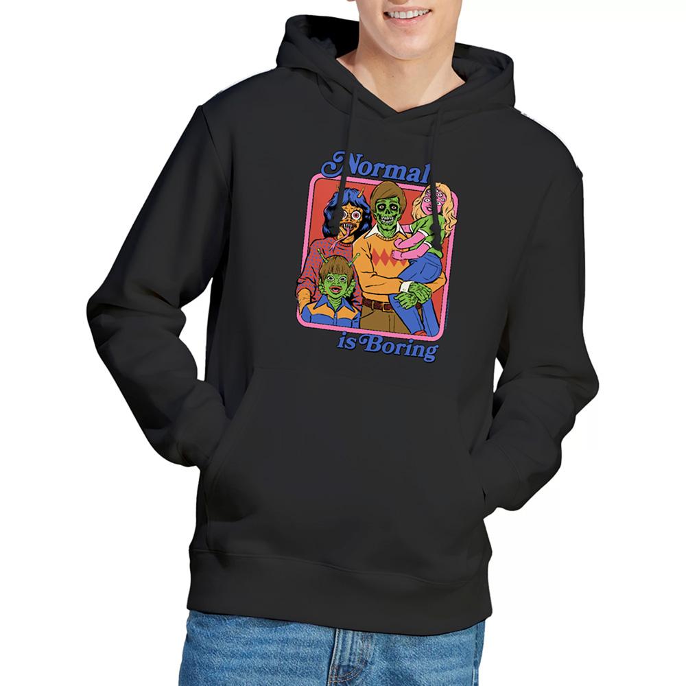 Black - Back - Steven Rhodes Unisex Adult Normal Is Boring Hoodie