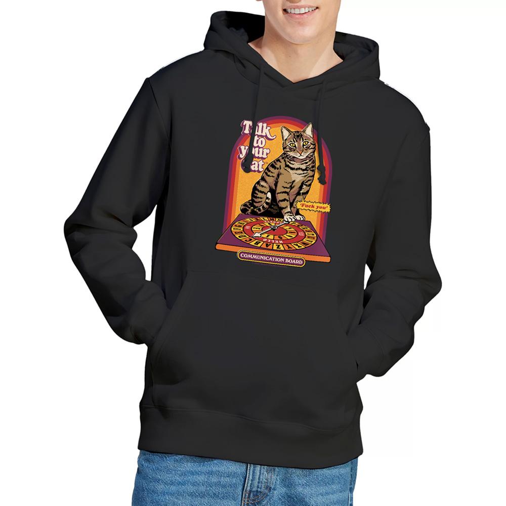 Black - Back - Steven Rhodes Unisex Adult Talk To Your Cat Hoodie