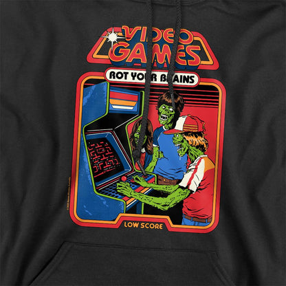 Black - Side - Steven Rhodes Unisex Adult Video Games Rot Your Brains Hoodie