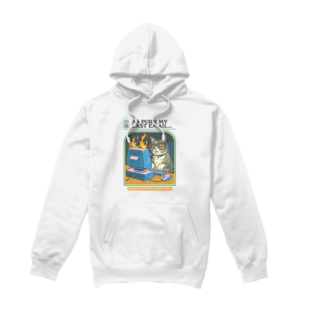 White - Front - Steven Rhodes Unisex Adult As Purr My Last Email Hoodie