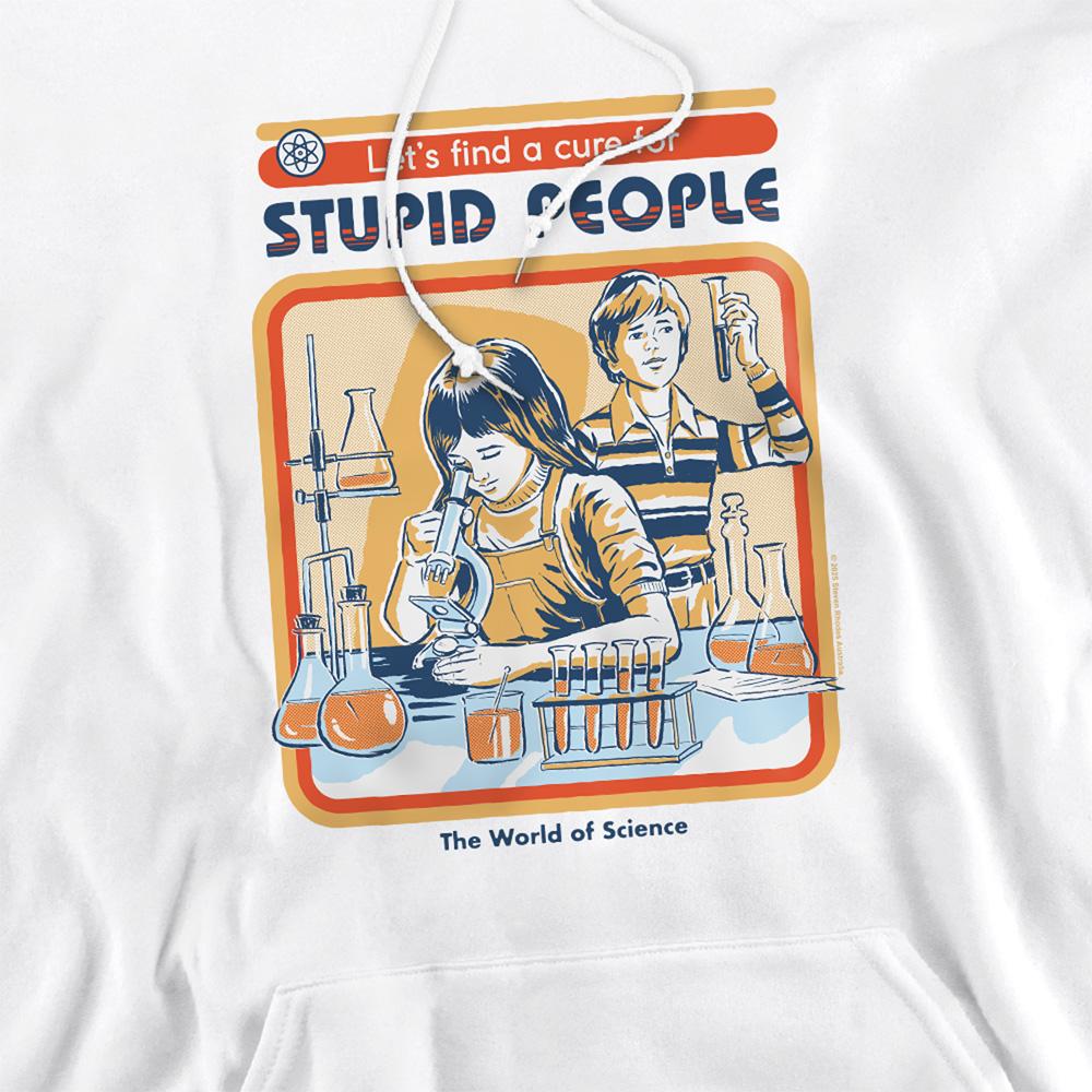 White - Side - Steven Rhodes Unisex Adult Let´s Find A Cure For Stupid People Hoodie