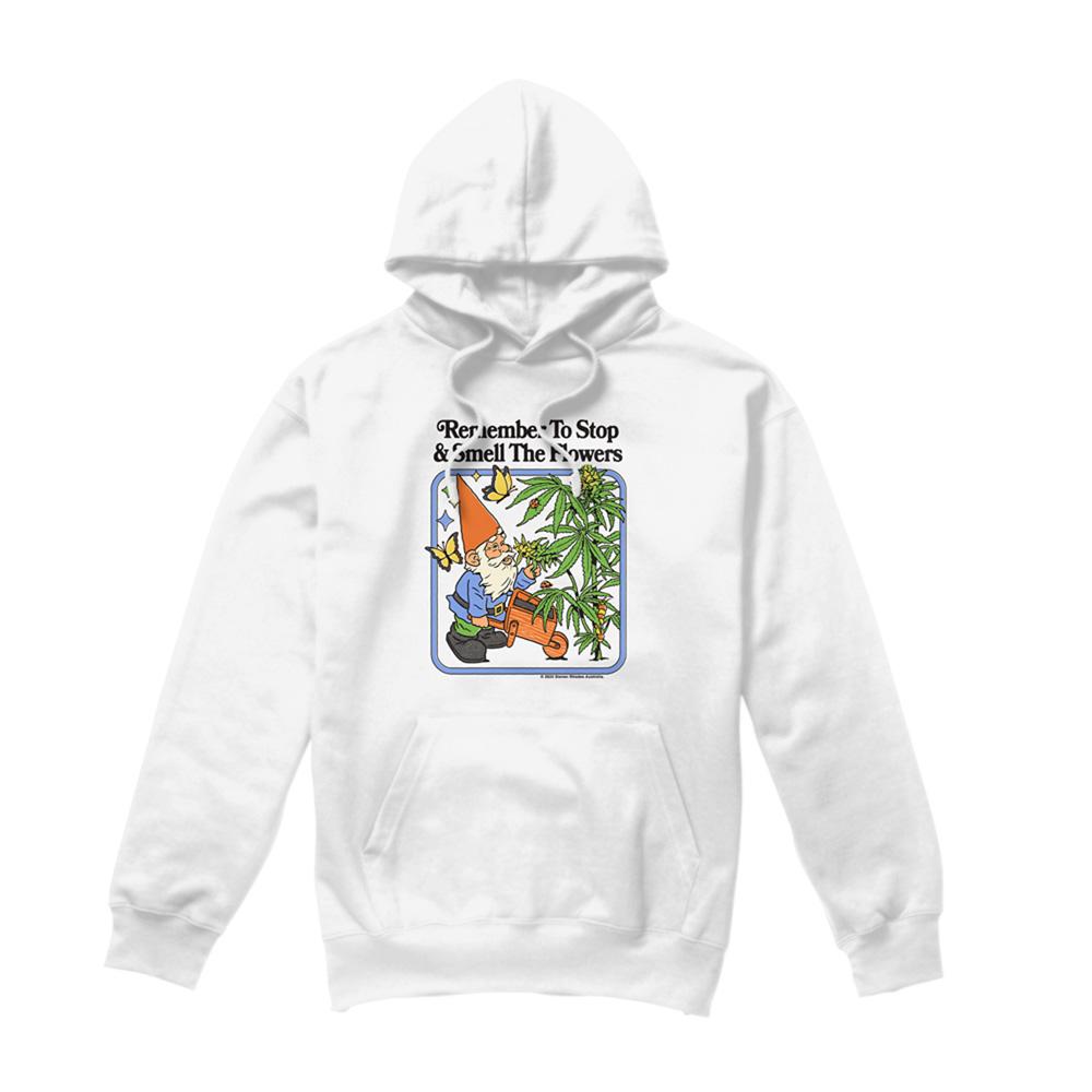 White - Front - Steven Rhodes Unisex Adult Smell The Flowers Hoodie