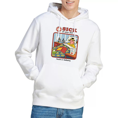 White - Back - Steven Rhodes Unisex Adult Sick Of Your Shit Hoodie