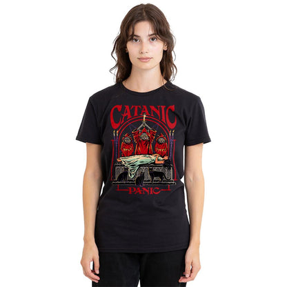 Black - Back - Steven Rhodes Womens-Ladies Catanic Panic T-Shirt