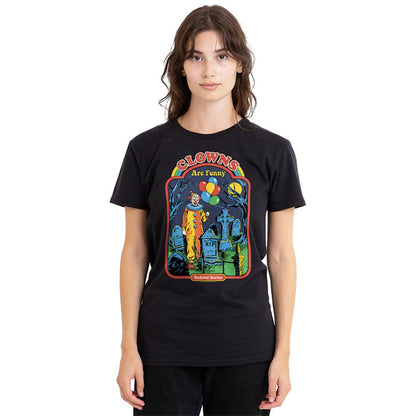 Black - Back - Steven Rhodes Womens-Ladies Clowns Are Funny T-Shirt