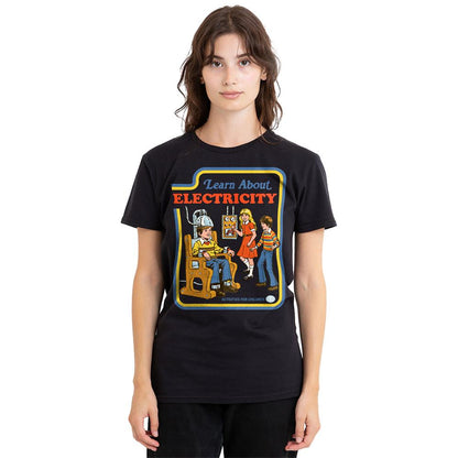 Black - Back - Steven Rhodes Womens-Ladies Learn About Electricity T-Shirt