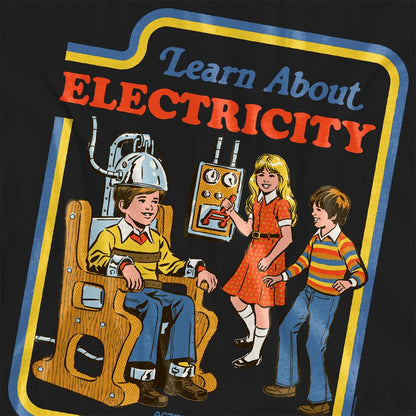 Black - Side - Steven Rhodes Womens-Ladies Learn About Electricity T-Shirt