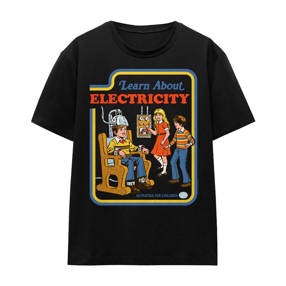 Black - Front - Steven Rhodes Womens-Ladies Learn About Electricity T-Shirt