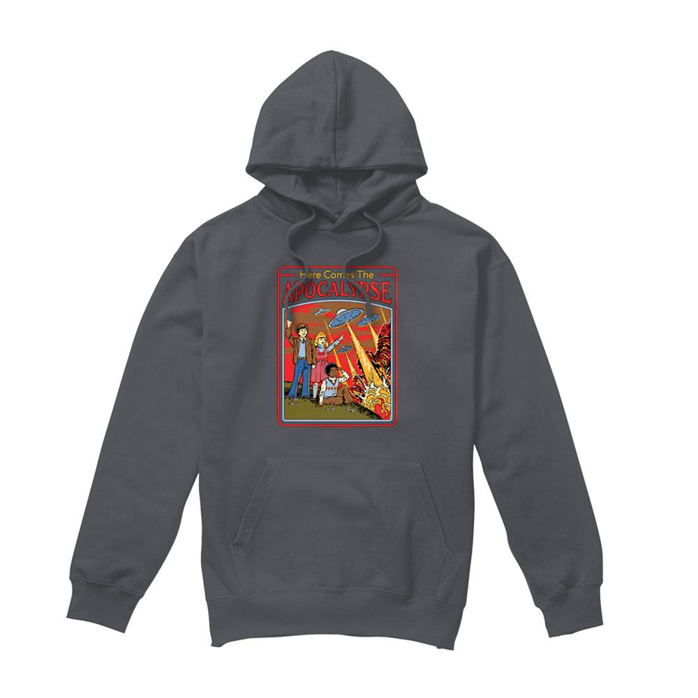 Charcoal - Front - Steven Rhodes Unisex Adult Here Comes The Apocalypse Hoodie
