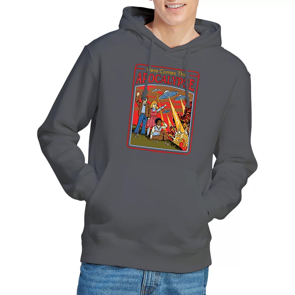 Charcoal - Back - Steven Rhodes Unisex Adult Here Comes The Apocalypse Hoodie