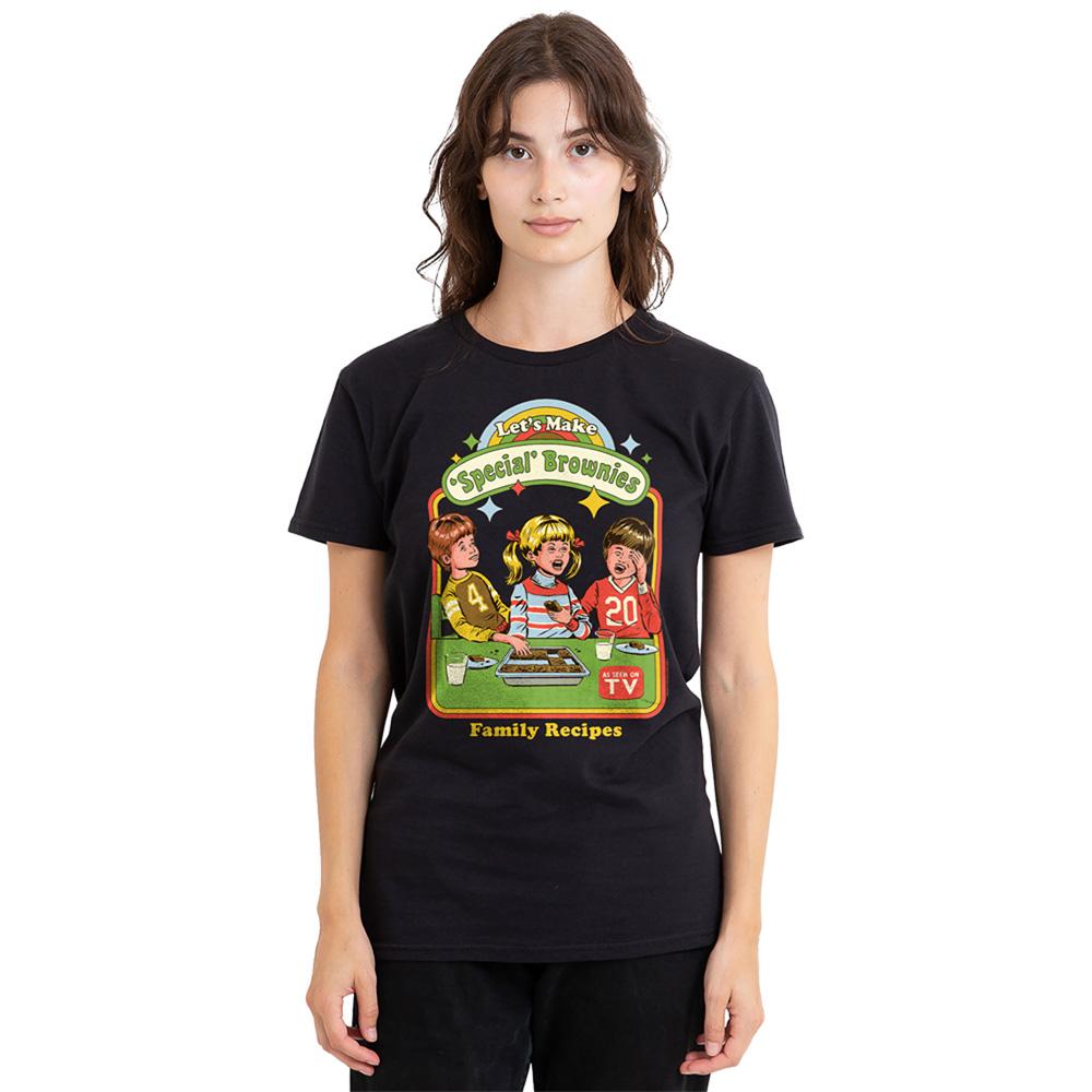 Black - Side - Steven Rhodes Womens-Ladies Let´s Make Brownies T-Shirt