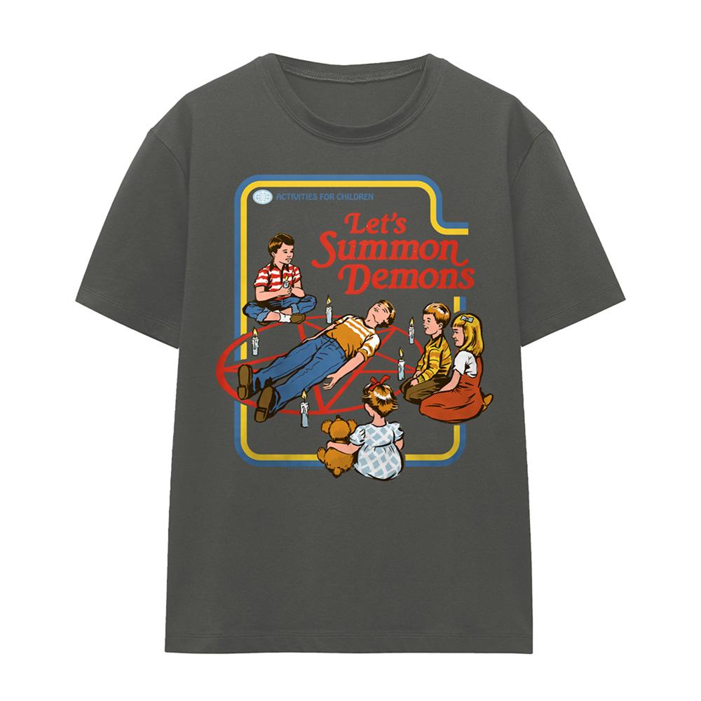 Charcoal - Front - Steven Rhodes Womens-Ladies Lets Summon Demons T-Shirt