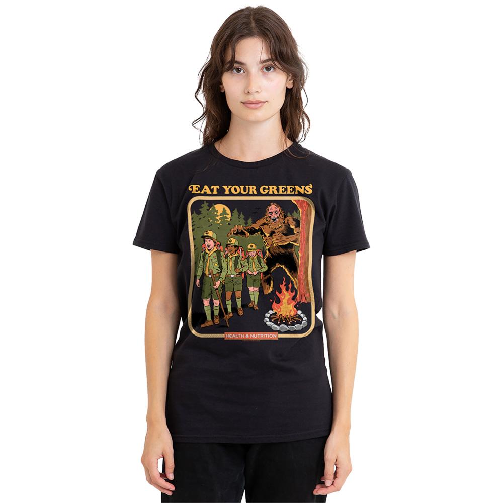 Black - Back - Steven Rhodes Womens-Ladies Eat Your Greens T-Shirt