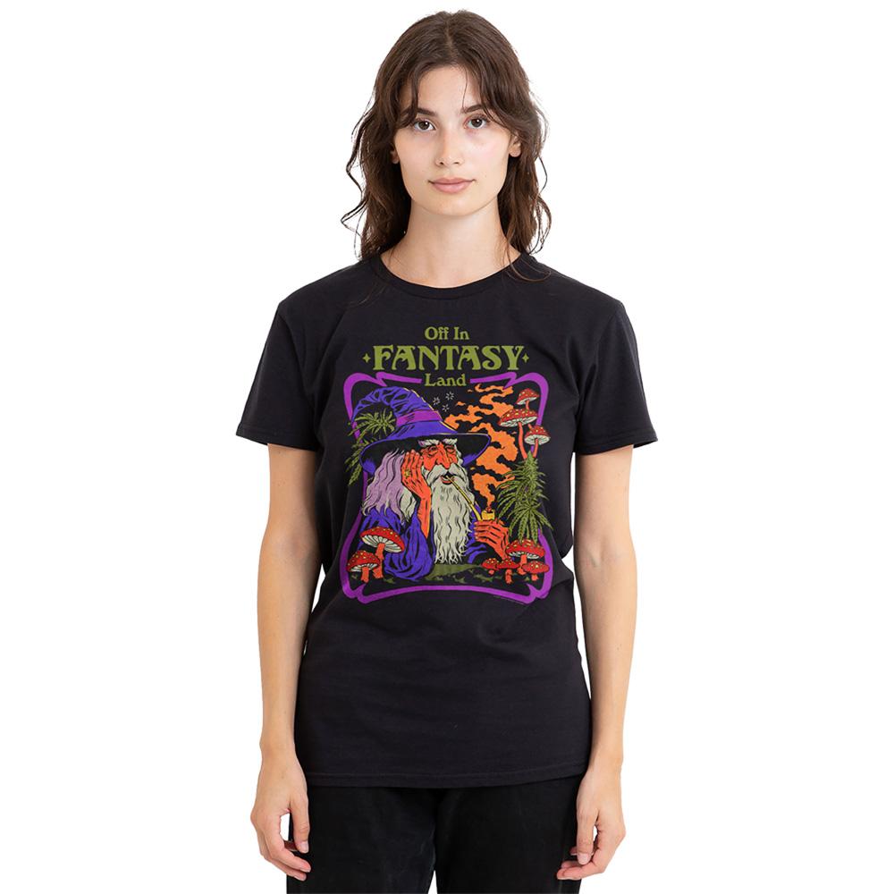 Black - Back - Steven Rhodes Womens-Ladies Fantasy Land T-Shirt