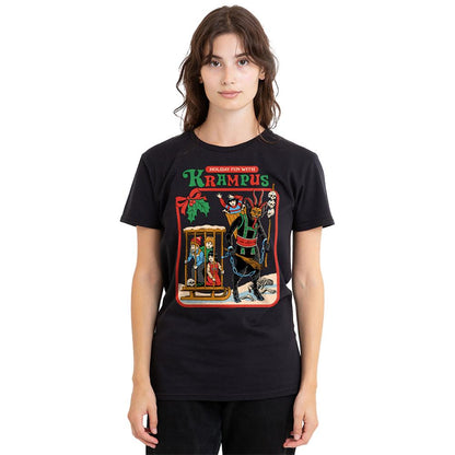 Black - Back - Steven Rhodes Womens-Ladies Fun With Krampus T-Shirt