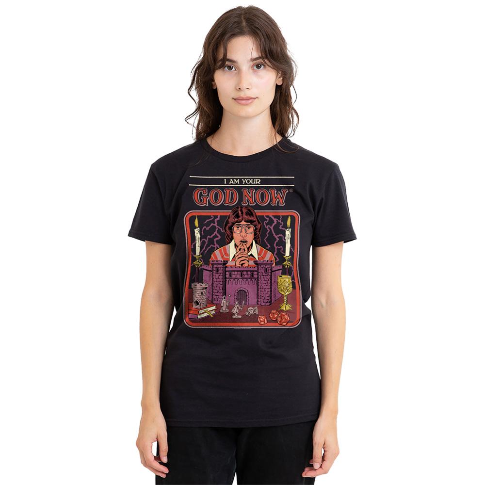 Black - Back - Steven Rhodes Womens-Ladies I Am Your God Now T-Shirt