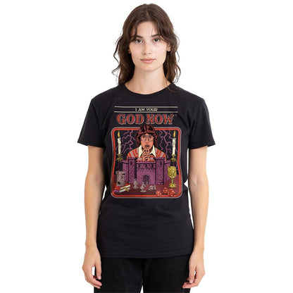 Black - Back - Steven Rhodes Womens-Ladies I Am Your God Now T-Shirt