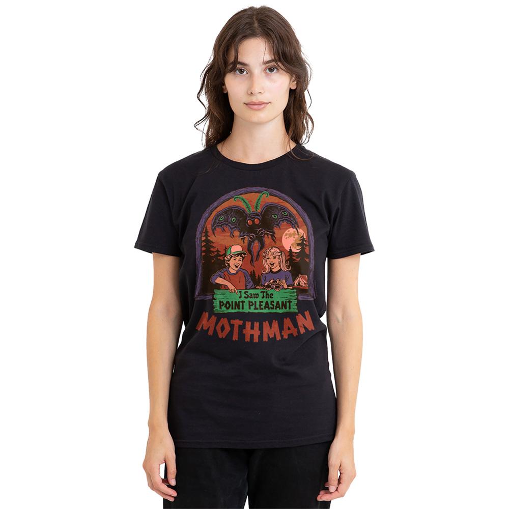 Black - Back - Steven Rhodes Womens-Ladies I Saw The Mothman T-Shirt